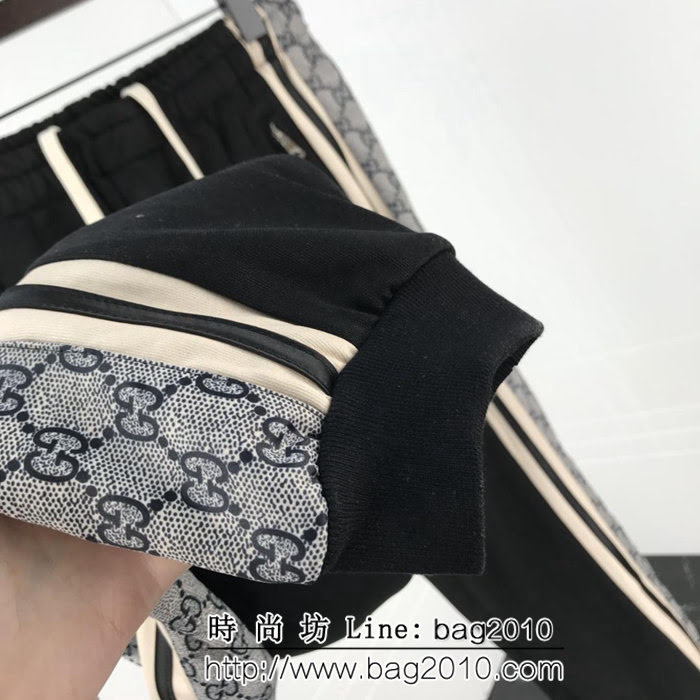Gucci古奇 18ss秋冬新款衛褲 雙側不同面料拼接雙G圖案 定制五金拉鏈 純棉毛圈面料 高版本男女同款 ydi2072